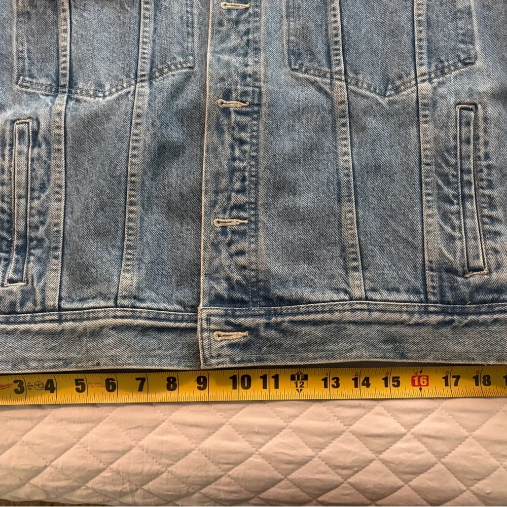 Vintage‎ 90s-Y2K Banana Republic Denim Jean Trucker Jacket*XL*Leather*Blue